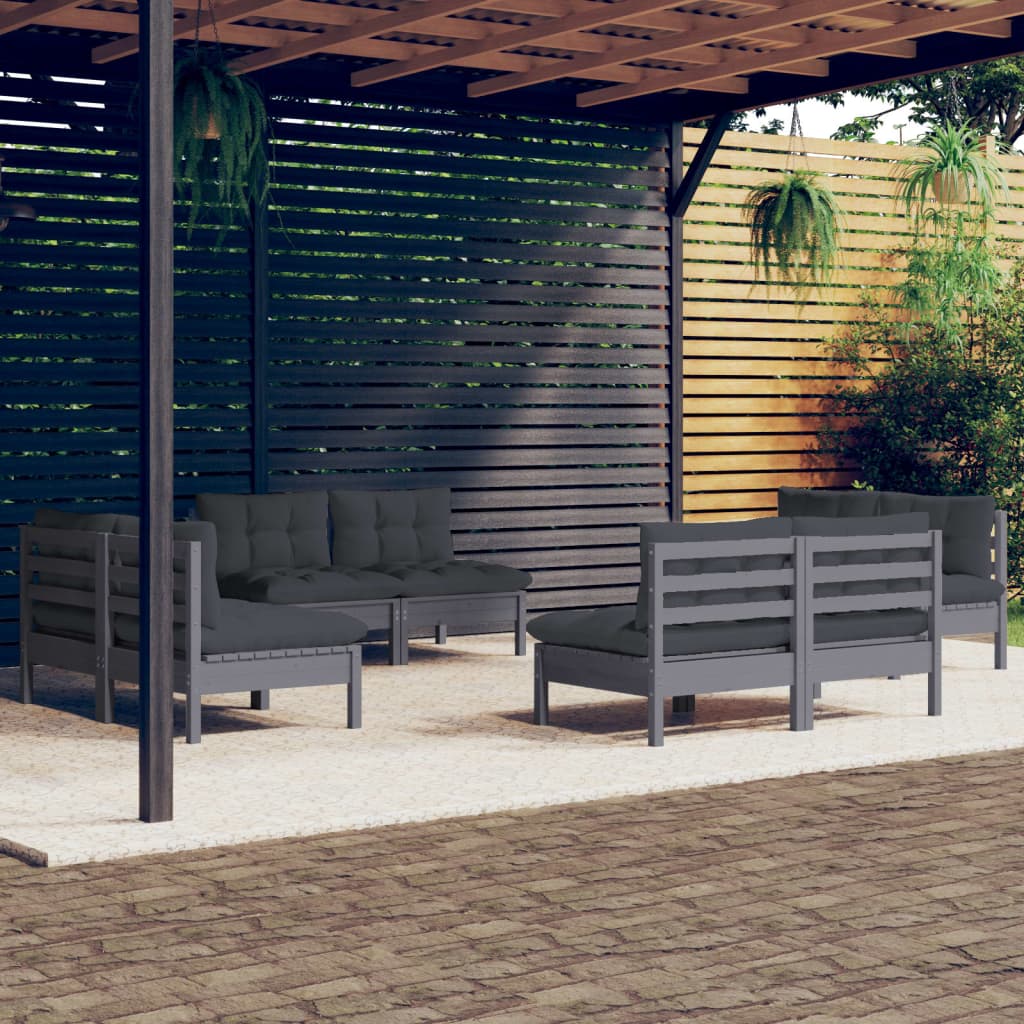 vidaXL 8-tlg. Garten-Lounge-Set mit Anthrazit Kissen Kiefernholz