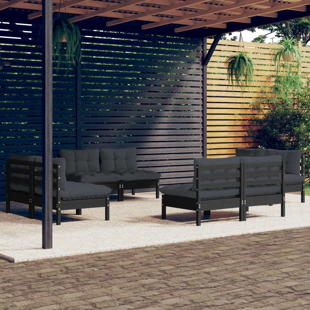 vidaXL 8-tlg. Garten-Lounge-Set mit Anthrazit Kissen Kiefernholz