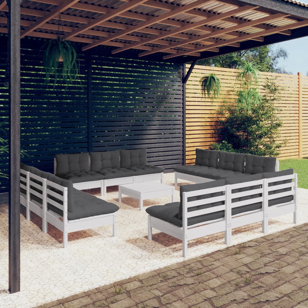 vidaXL 13-tlg. Garten-Lounge-Set mit Anthrazit Kissen Kiefernholz