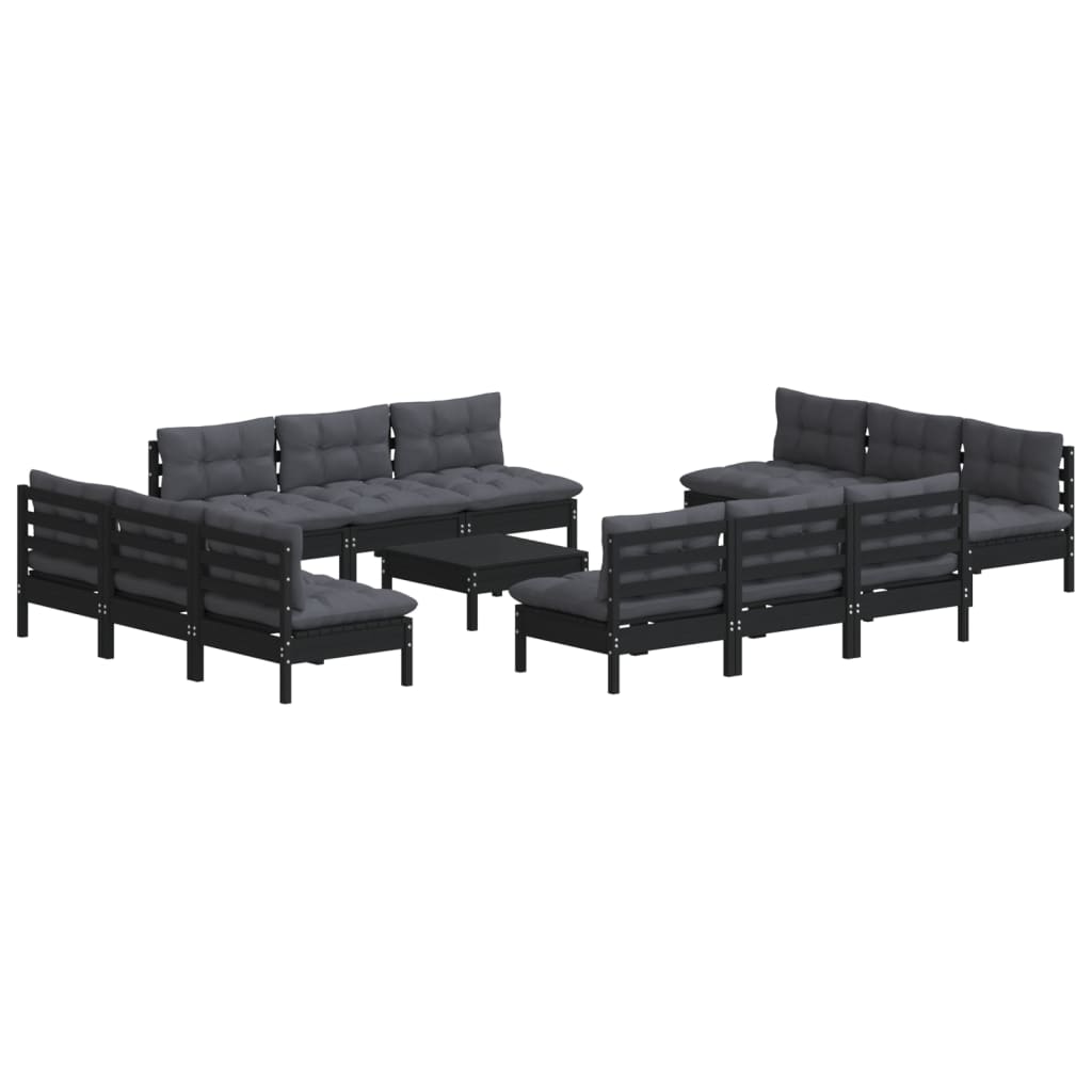 

vidaXL 13-delige Loungeset met antracietkleurige kussens grenenhout