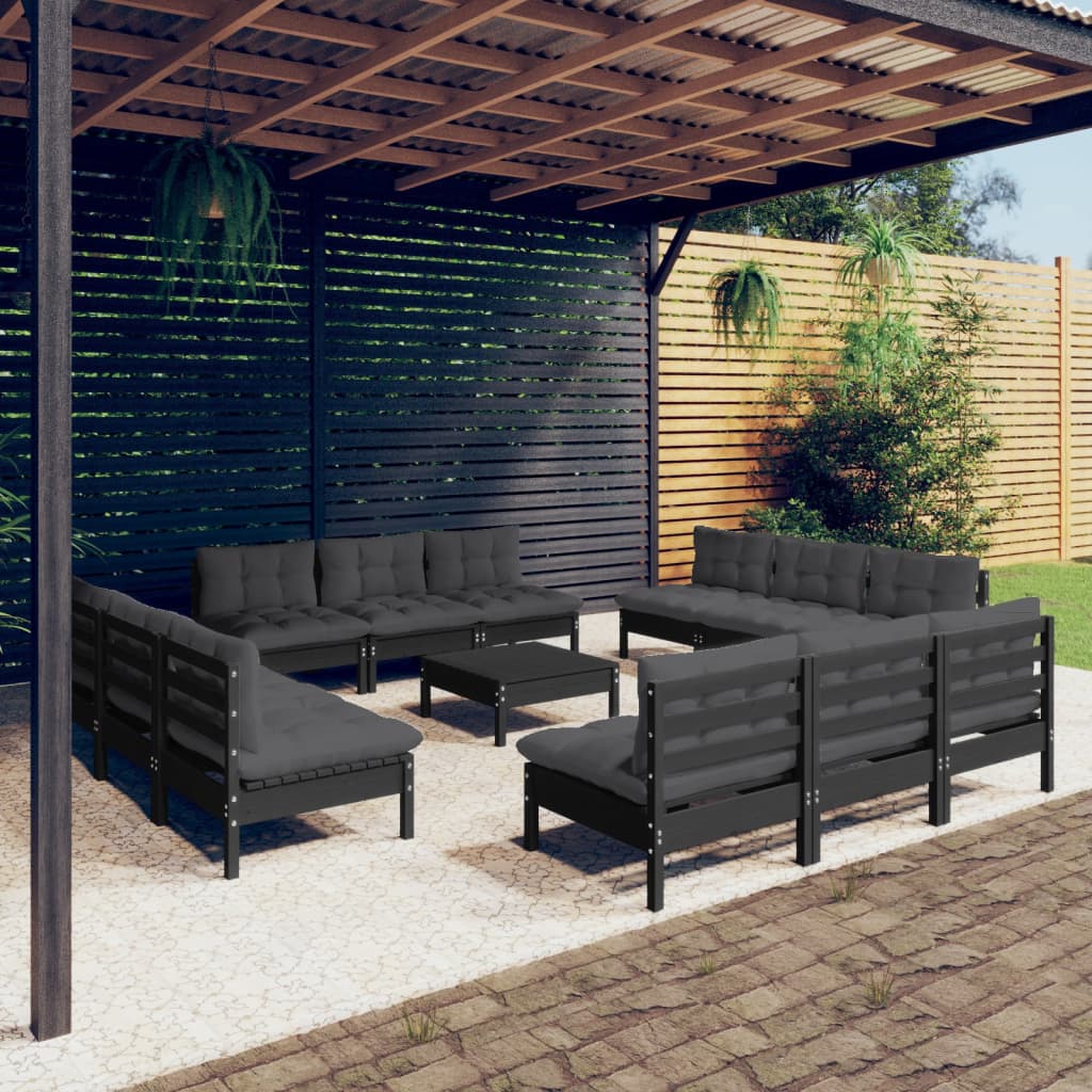 vidaXL 13-tlg. Garten-Lounge-Set mit Anthrazit Kissen Kiefernholz