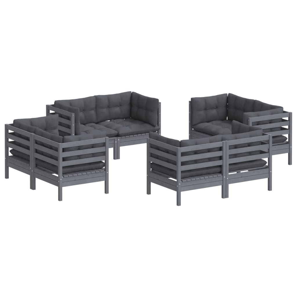 

vidaXL 8-delige Loungeset met antracietkleurige kussens grenenhout