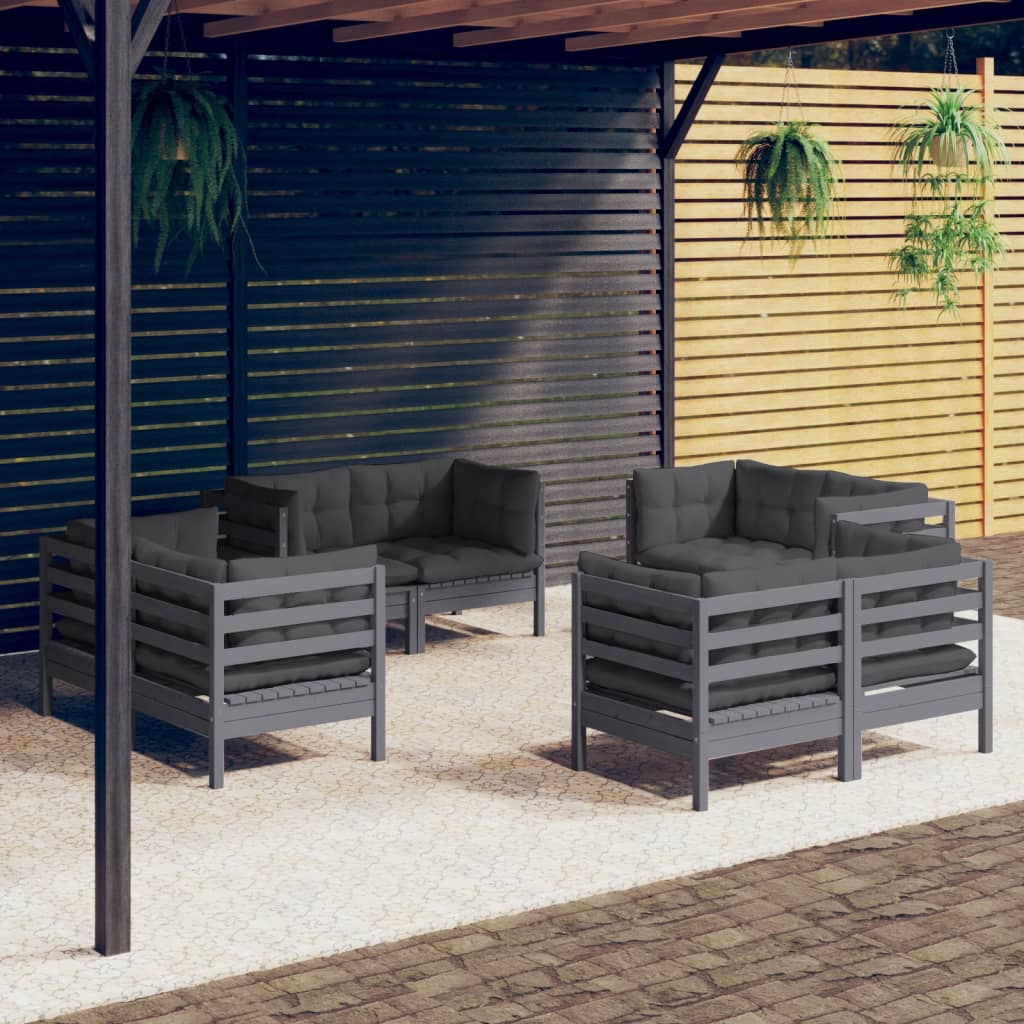 vidaXL 8-tlg. Garten-Lounge-Set mit Anthrazit Kissen Kiefernholz