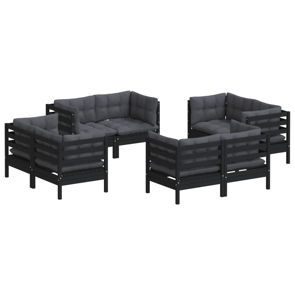 

vidaXL 8-delige Loungeset met antracietkleurige kussens grenenhout