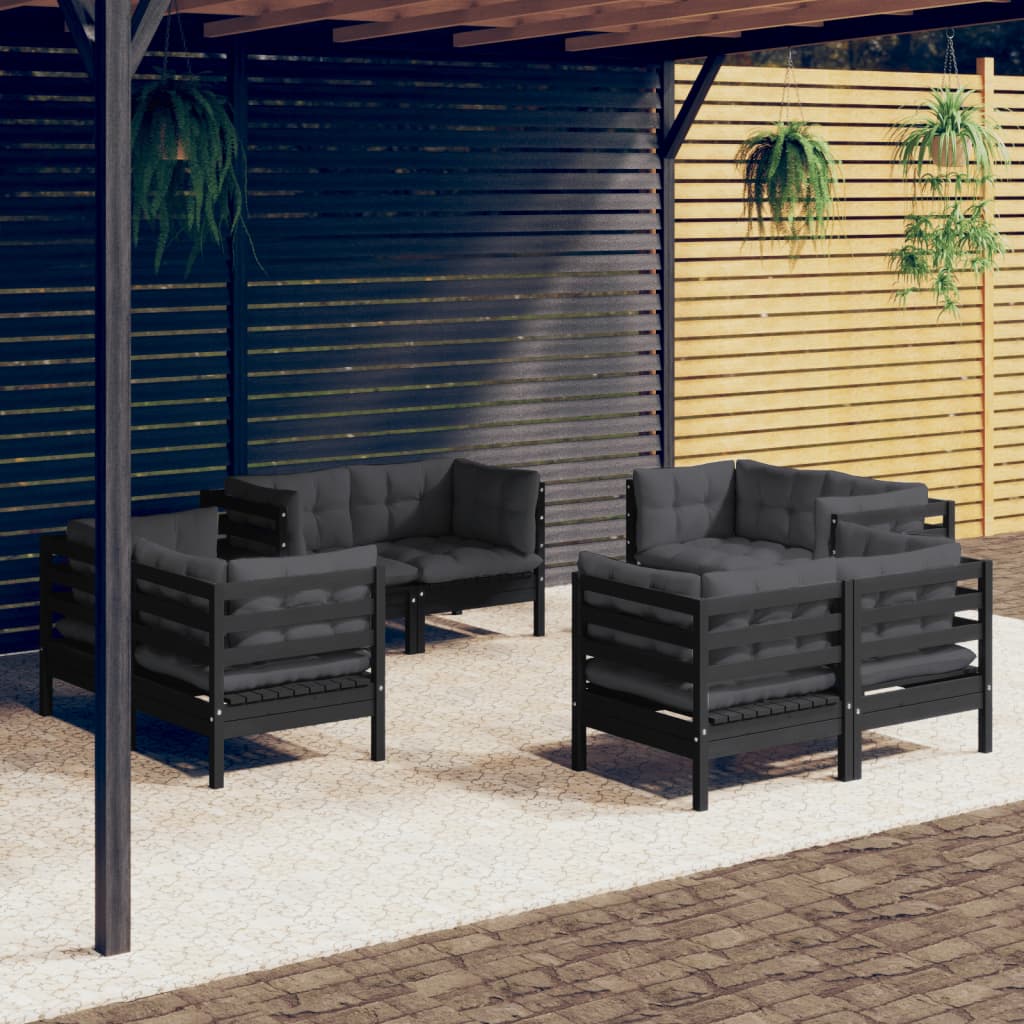 vidaXL 8-tlg. Garten-Lounge-Set mit Anthrazit Kissen Kiefernholz