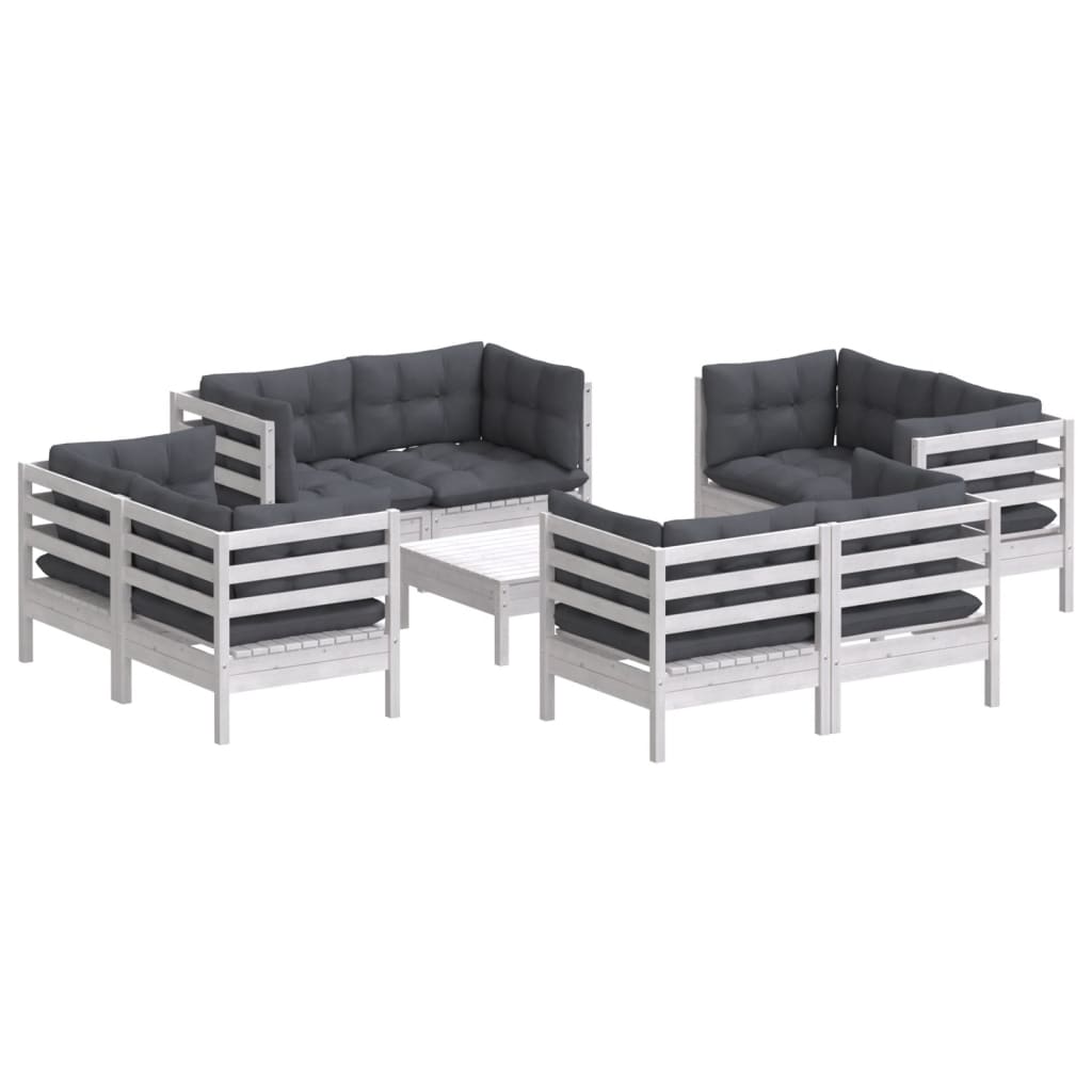 

vidaXL 9-delige Loungeset met antracietkleurige kussens grenenhout