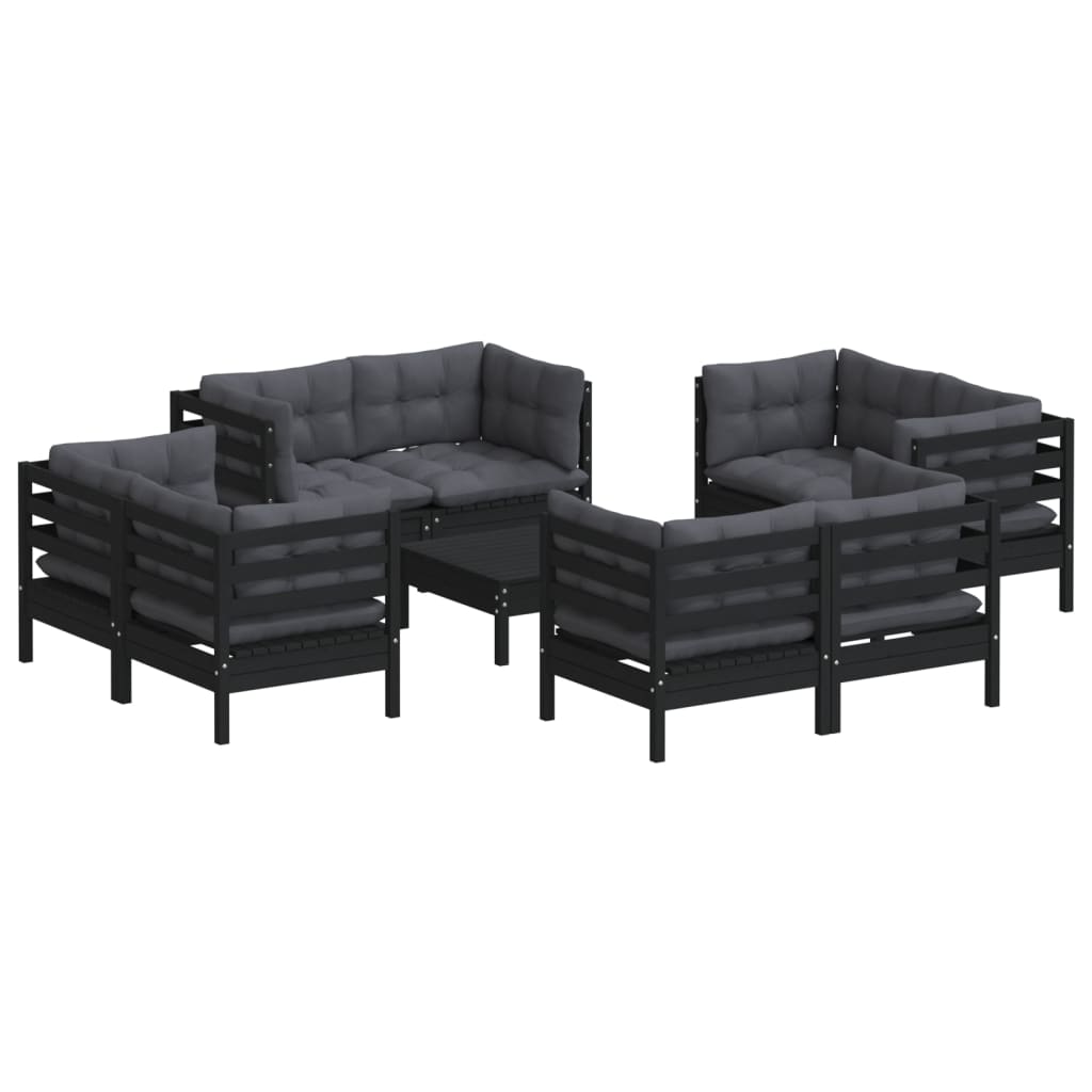 

vidaXL 9-delige Loungeset met antracietkleurige kussens grenenhout