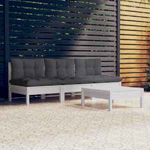 Vrtna sedežna garnitura 4-delna z antracit blazinami borovina