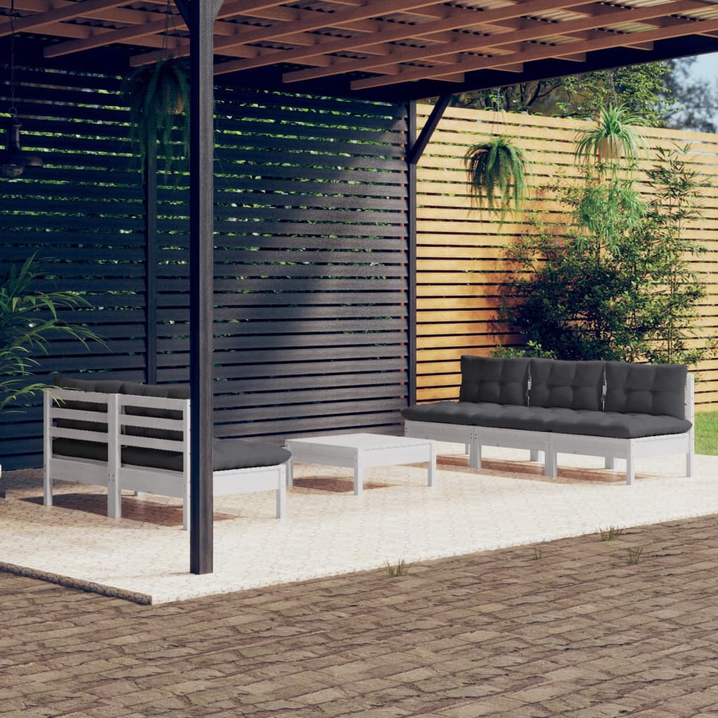 vidaXL 6-tlg. Garten-Lounge-Set mit Anthrazit Kissen Kiefernholz