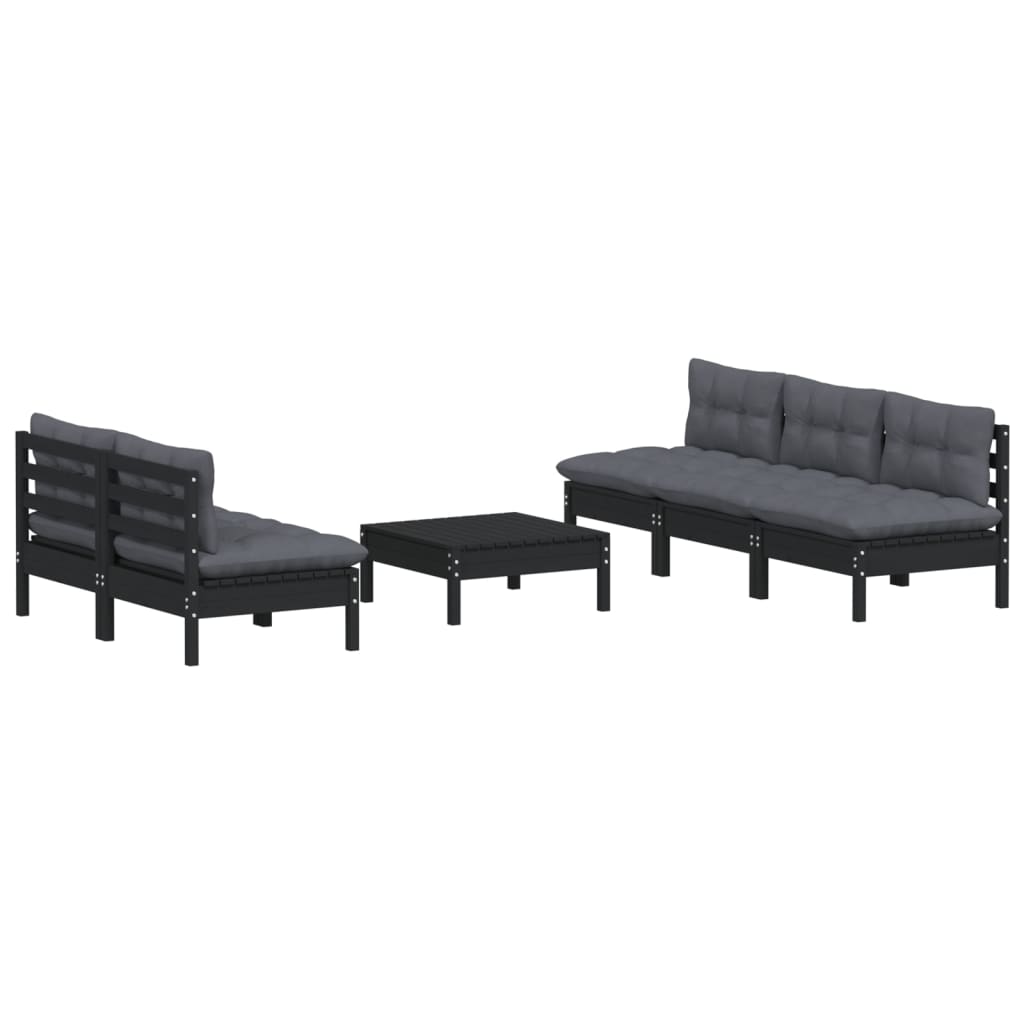 

vidaXL 6-delige Loungeset met antracietkleurige kussens grenenhout