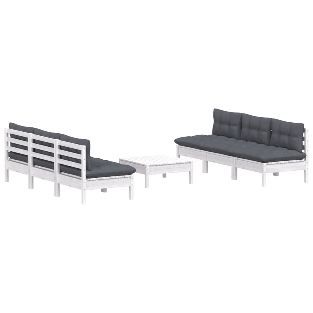 

vidaXL 7-delige Loungeset met antracietkleurige kussens grenenhout