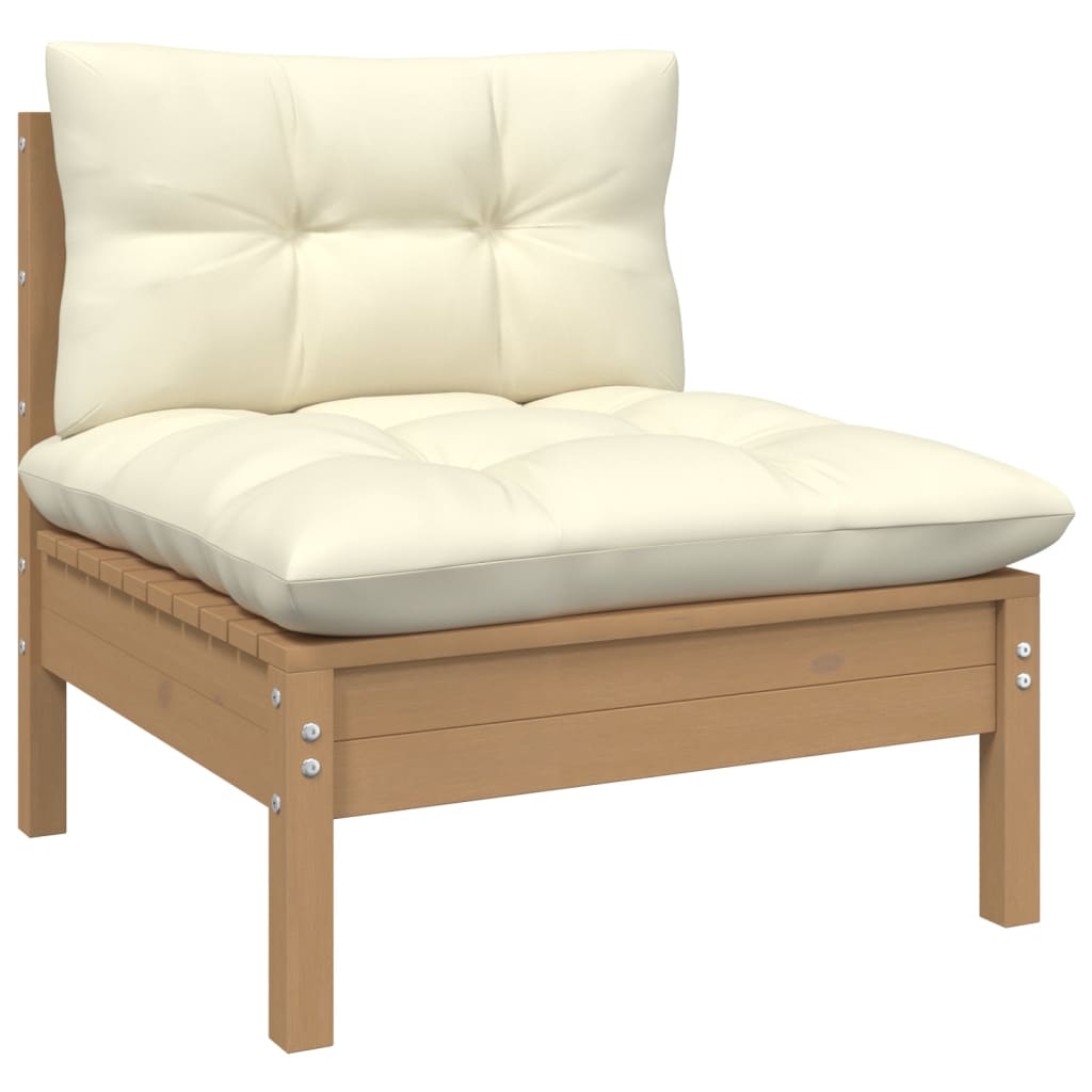 

vidaXL 7-delige Loungeset met crèmekleurige kussens grenenhout