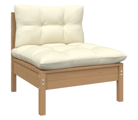 vidaXL 7-tlg. Garten-Lounge-Set mit Creme Kissen Kiefernholz