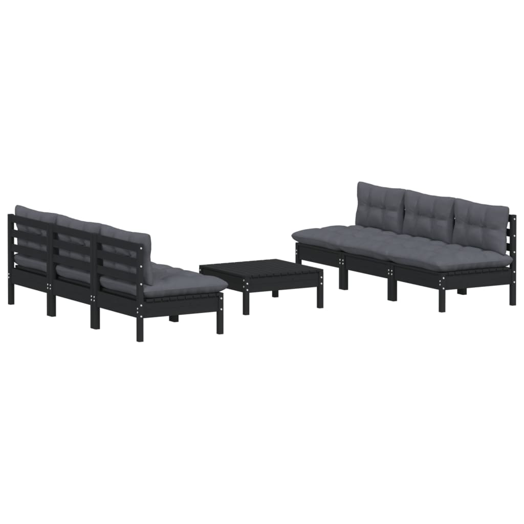 

vidaXL 7-delige Loungeset met antracietkleurige kussens grenenhout