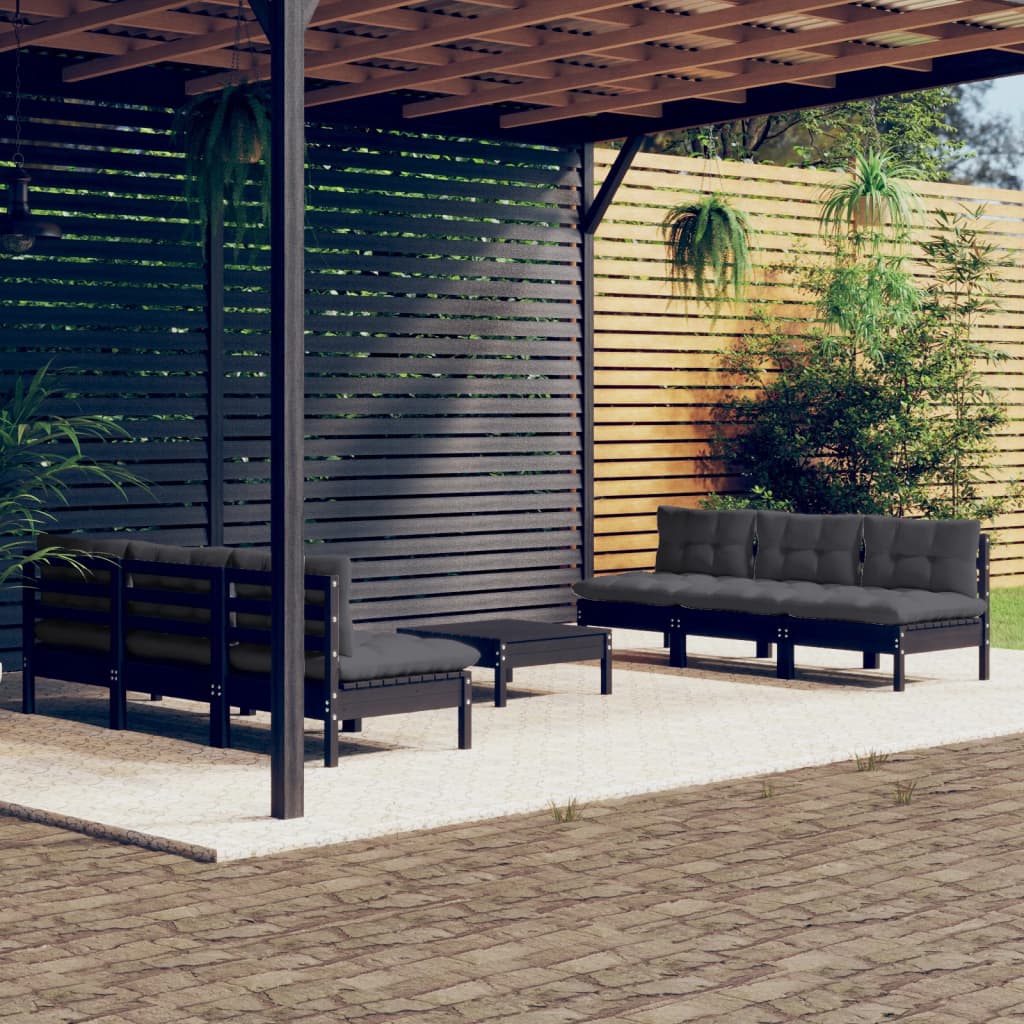 vidaXL 7-tlg. Garten-Lounge-Set mit Anthrazit Kissen Kiefernholz