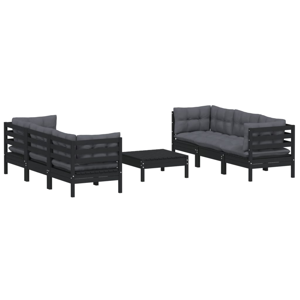 

vidaXL 7-delige Loungeset met antracietkleurige kussens grenenhout