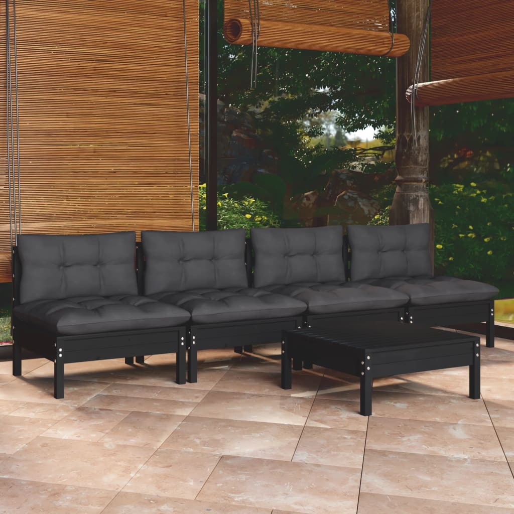 vidaXL 5-tlg. Garten-Lounge-Set mit Anthrazit Kissen Kiefernholz