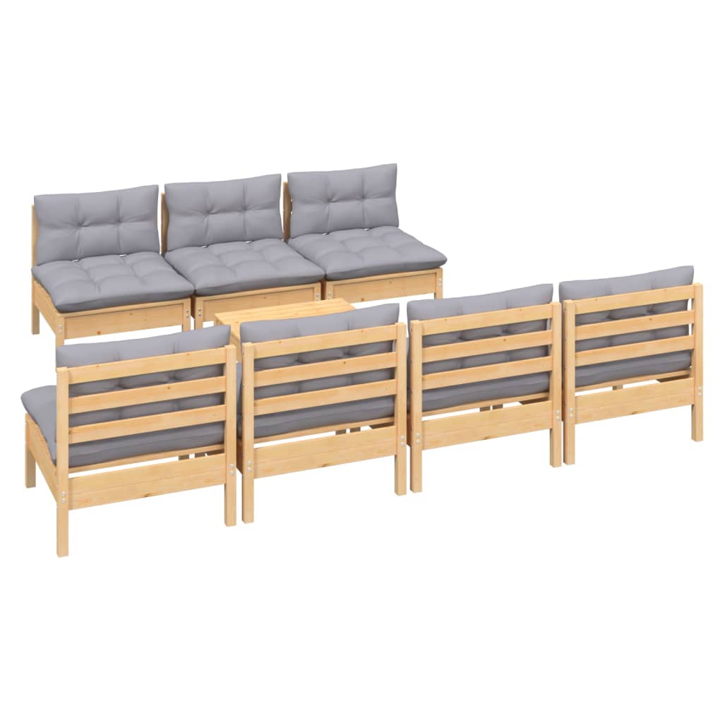 

vidaXL 8-delige Loungeset met grijze kussens grenenhout