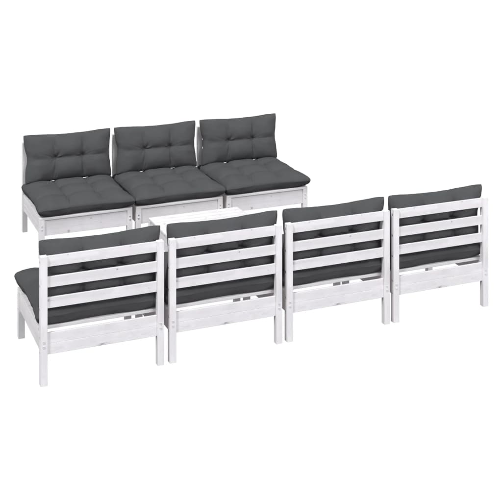 

vidaXL 8-delige Loungeset met antracietkleurige kussens grenenhout