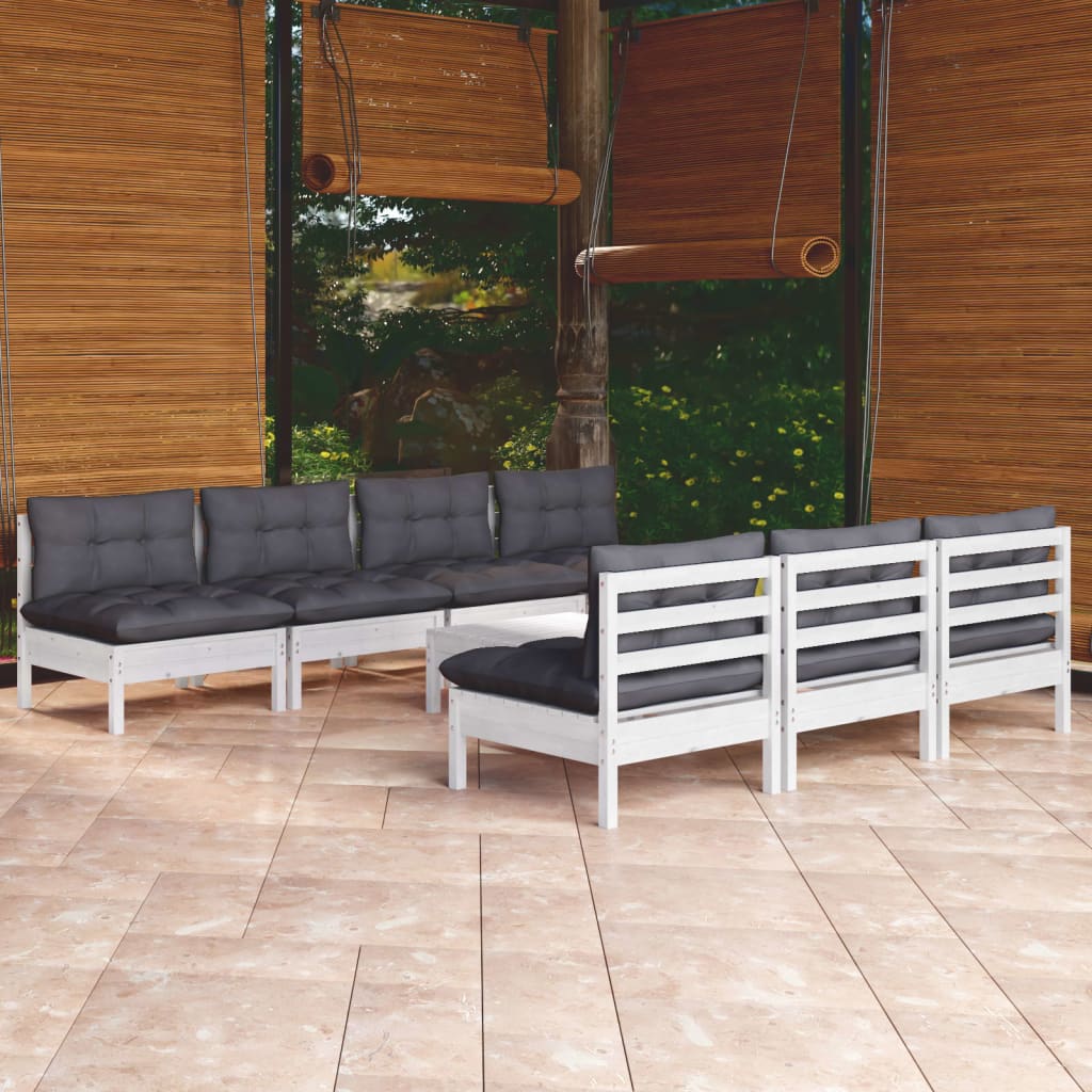 vidaXL 8-tlg. Garten-Lounge-Set mit Anthrazit Kissen Kiefernholz