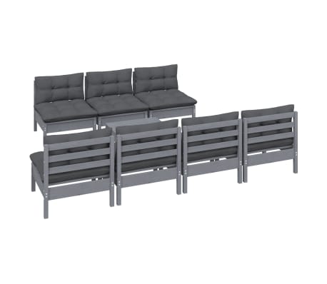 vidaXL Hagesofagruppe med antrasitt puter 8 deler furu