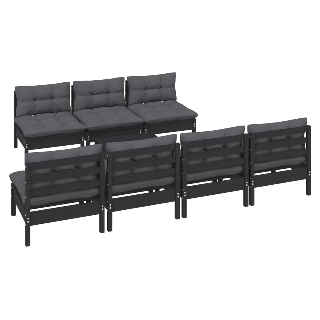 

vidaXL 8-delige Loungeset met antracietkleurige kussens grenenhout
