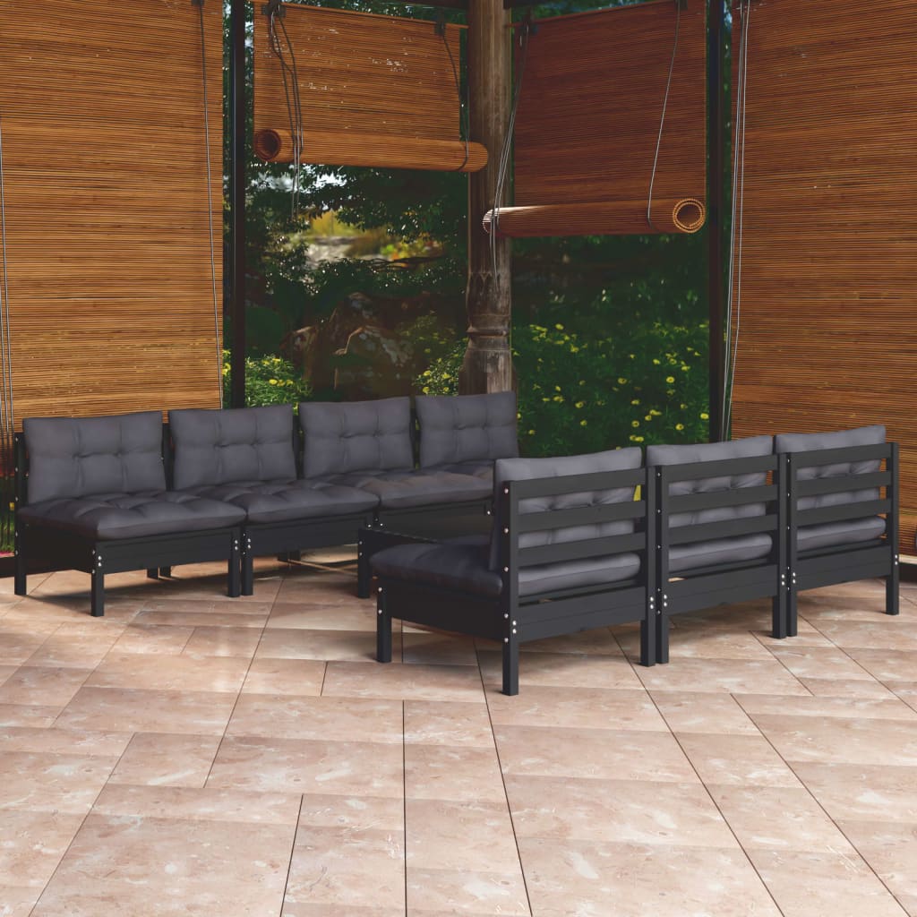 vidaXL 8-tlg. Garten-Lounge-Set mit Anthrazit Kissen Kiefernholz