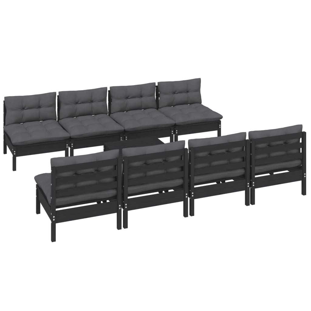 

vidaXL 9-delige Loungeset met kussens massief grenenhout