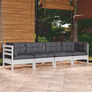 Vrtna sedežna garnitura 4-delna z blazinami trdna borovina