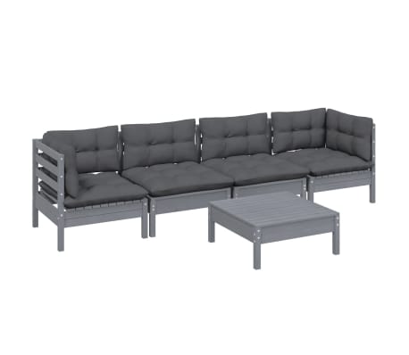 vidaXL 5-tlg. Garten-Lounge-Set mit Kissen Kiefer Massivholz