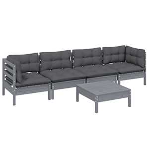 vidaXL 5-tlg. Garten-Lounge-Set mit Kissen Kiefer Massivholz