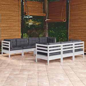 Vrtna sedežna garnitura 8-delna z blazinami trdna borovina