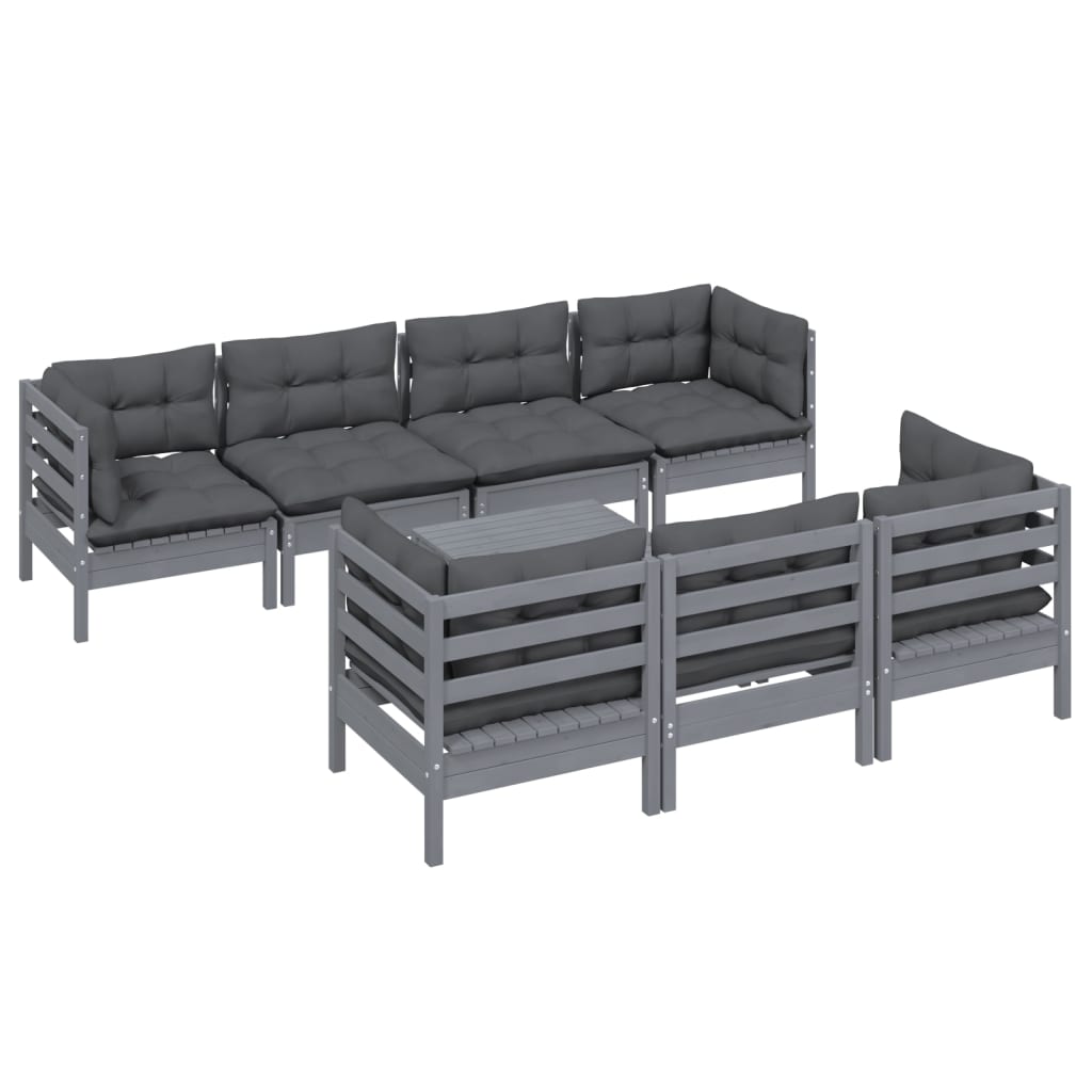 

vidaXL 8-delige Loungeset met kussens massief grenenhout