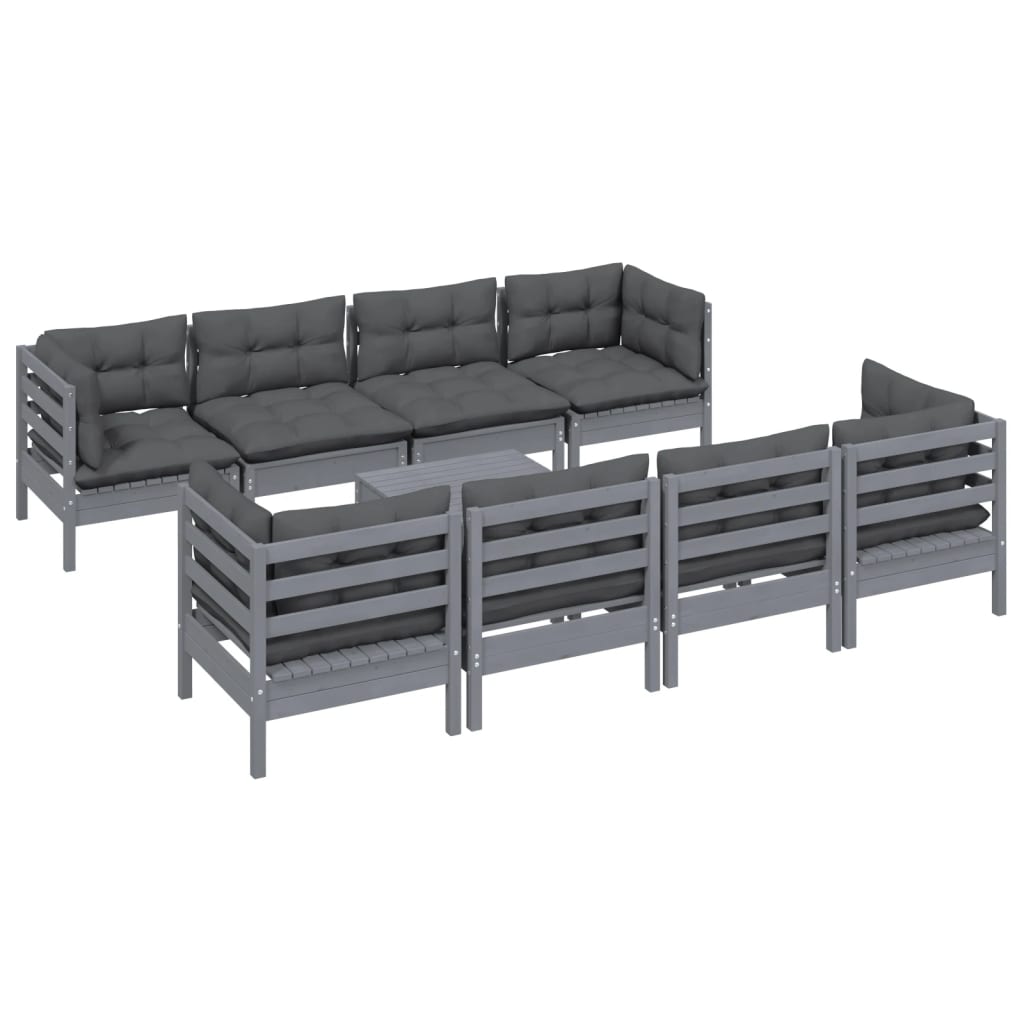 

vidaXL 9-delige Loungeset met kussens massief grenenhout