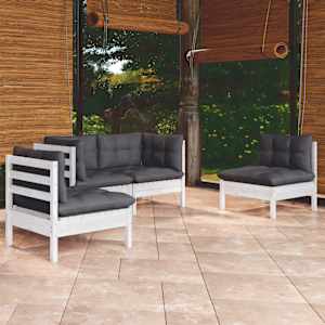 Vrtna sedežna garnitura 4-delna z blazinami trdna borovina