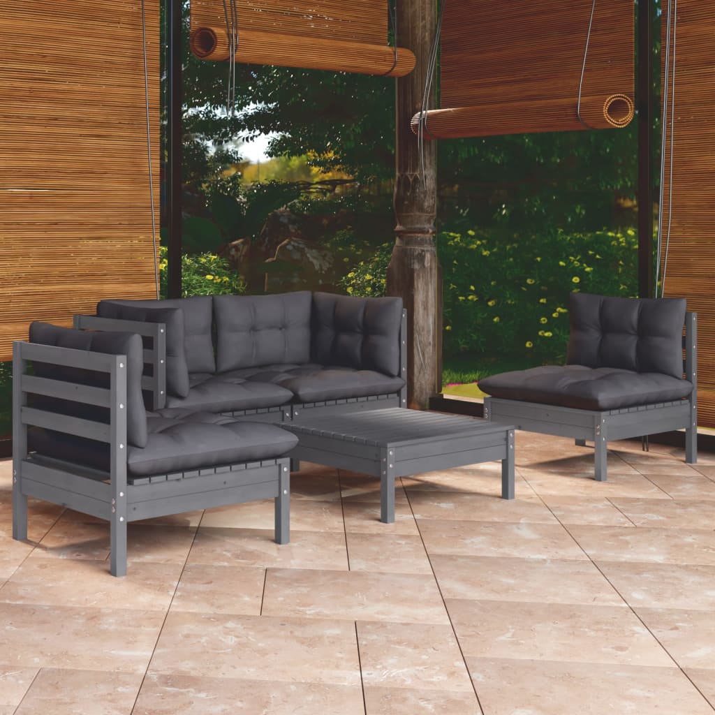 vidaXL 5-tlg. Garten-Lounge-Set mit Kissen Kiefer Massivholz