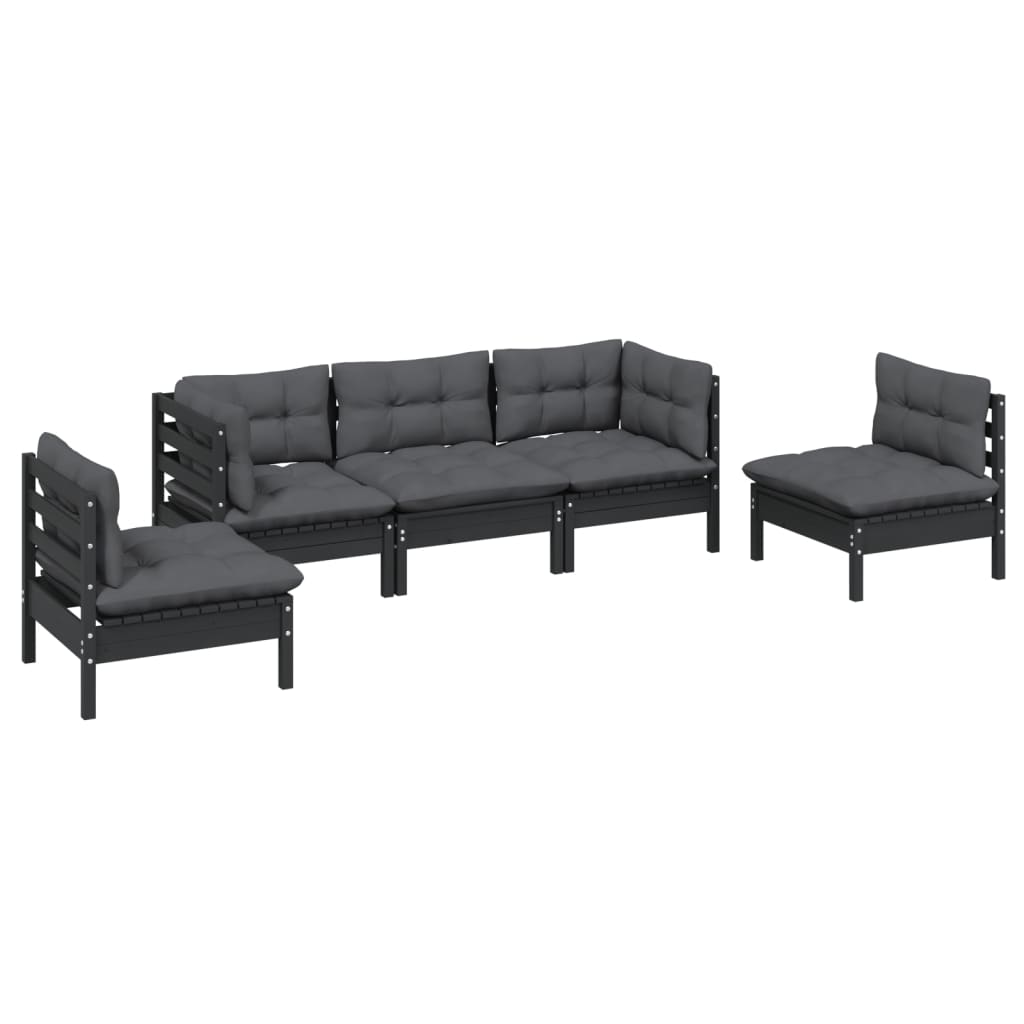 

vidaXL 5-delige Loungeset met kussens massief grenenhout