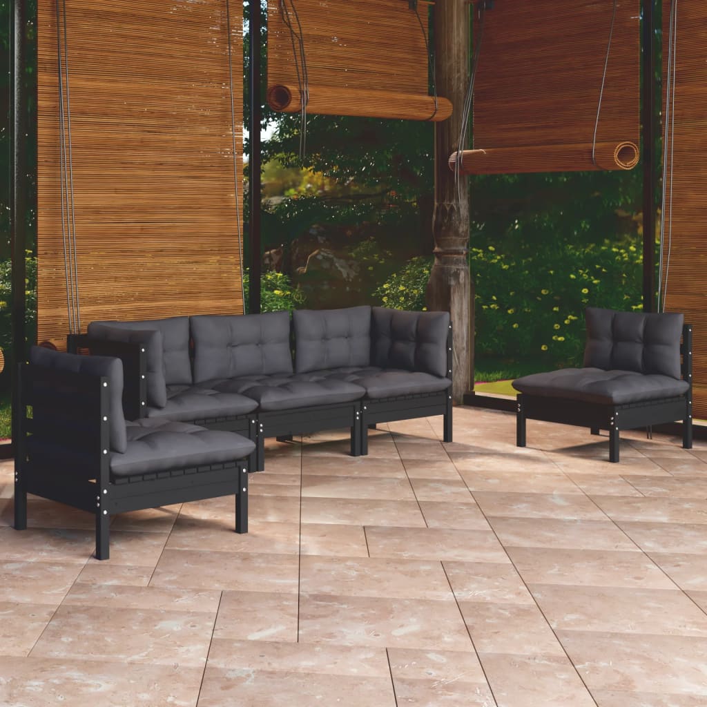 vidaXL 5-tlg. Garten-Lounge-Set mit Kissen Massivholz Kiefer