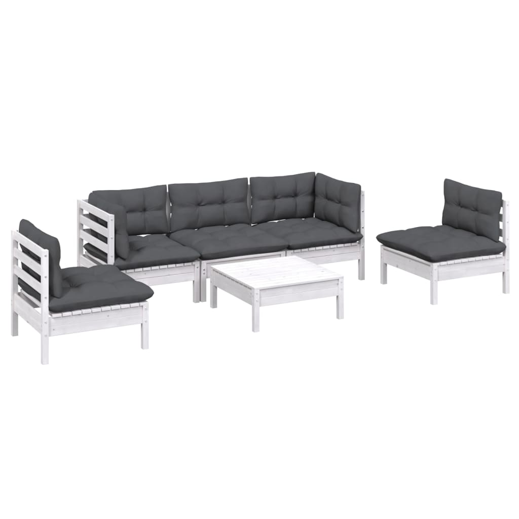 

vidaXL 6-delige Loungeset met kussens massief grenenhout