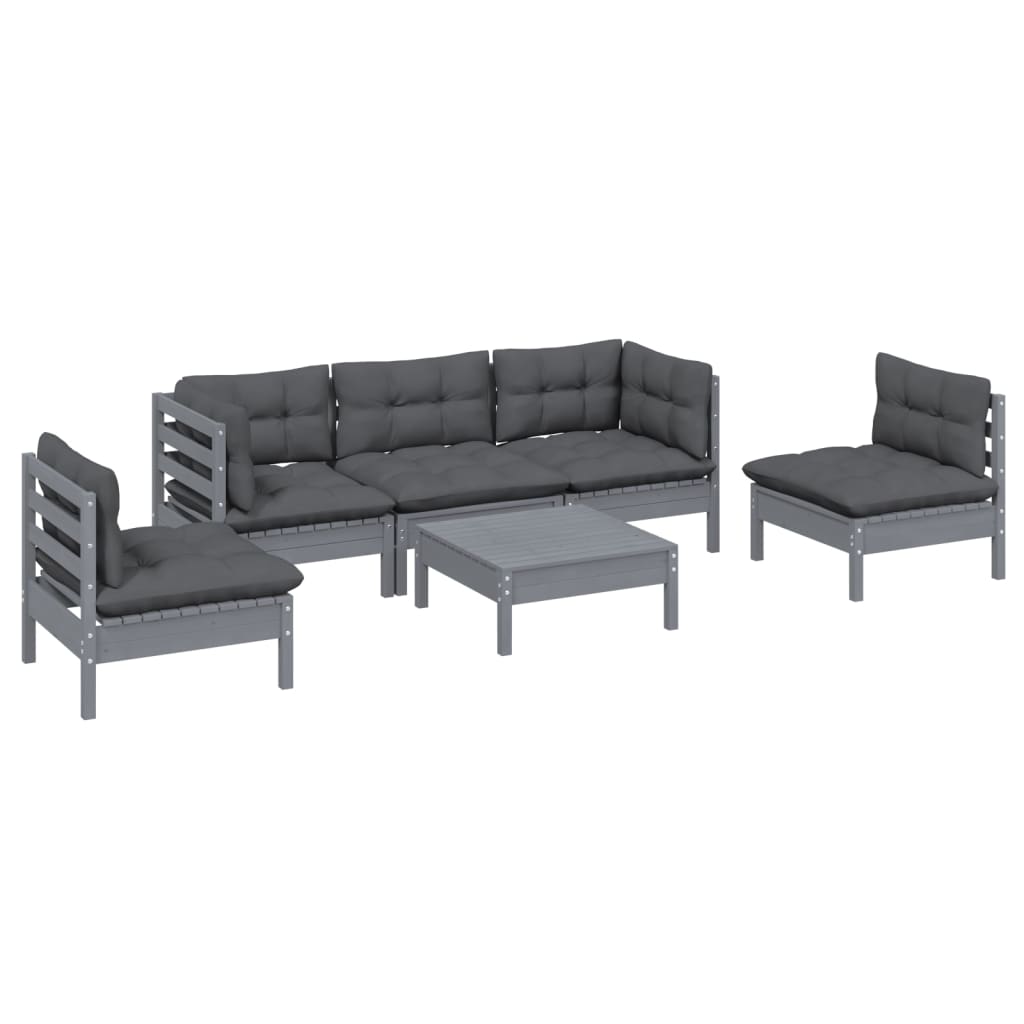 

vidaXL 6-delige Loungeset met kussens massief grenenhout