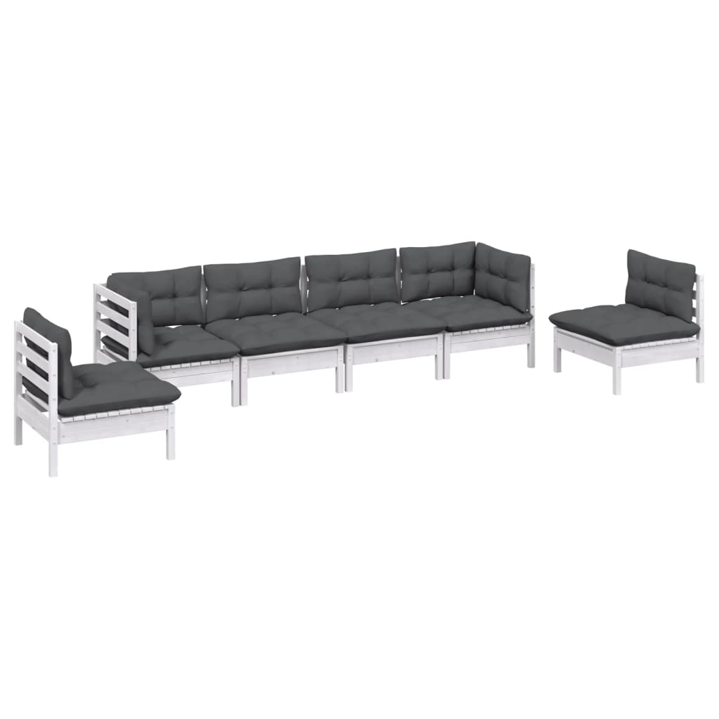 

vidaXL 6-delige Loungeset met kussens massief grenenhout