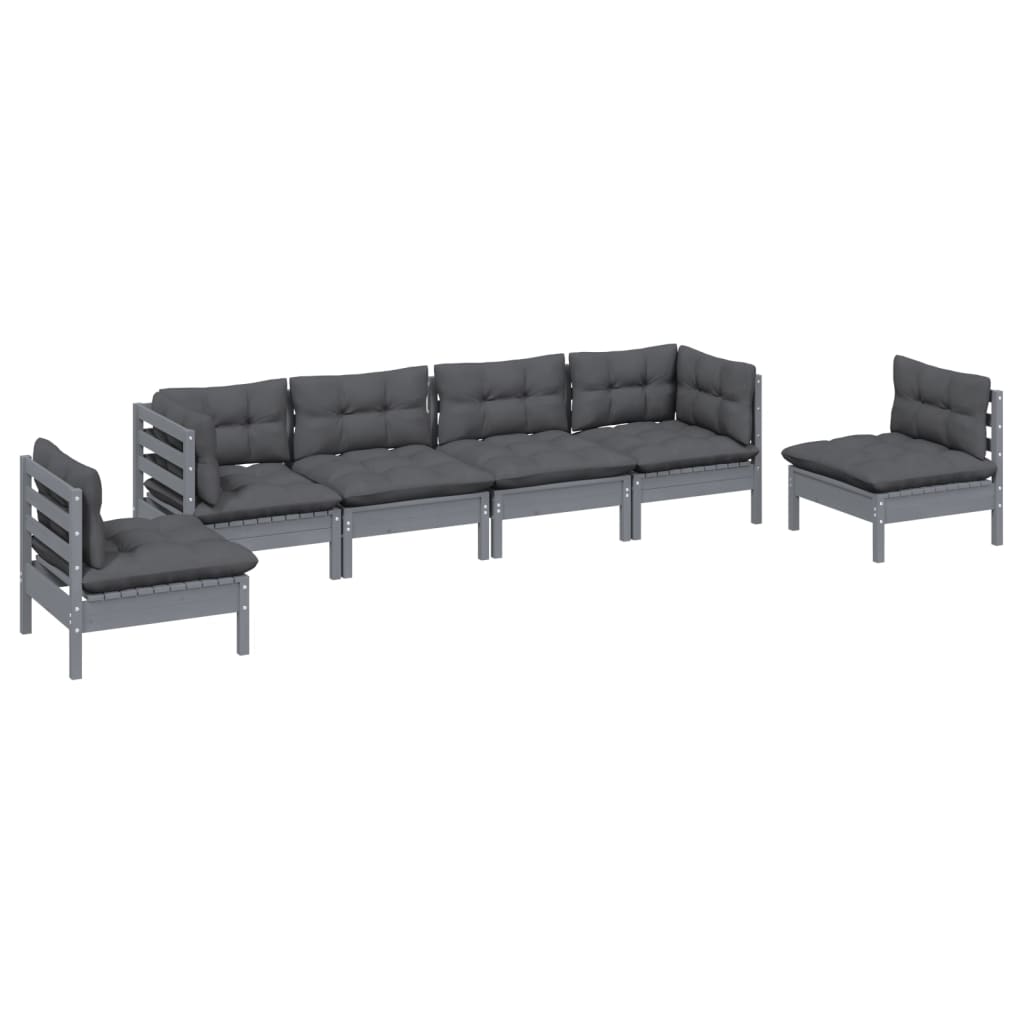 

vidaXL 6-delige Loungeset met kussens massief grenenhout