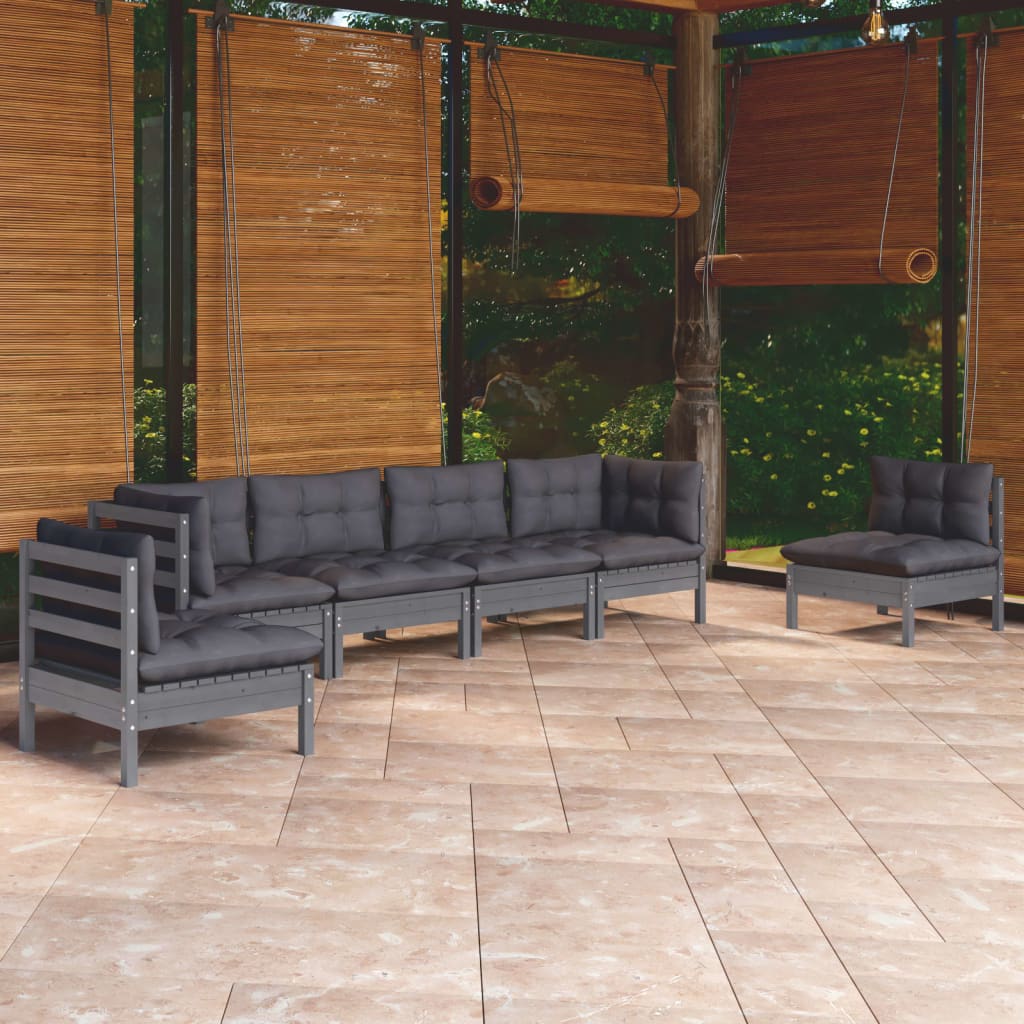 vidaXL Salon de jardin 6 pcs avec coussins Bois de pin massif