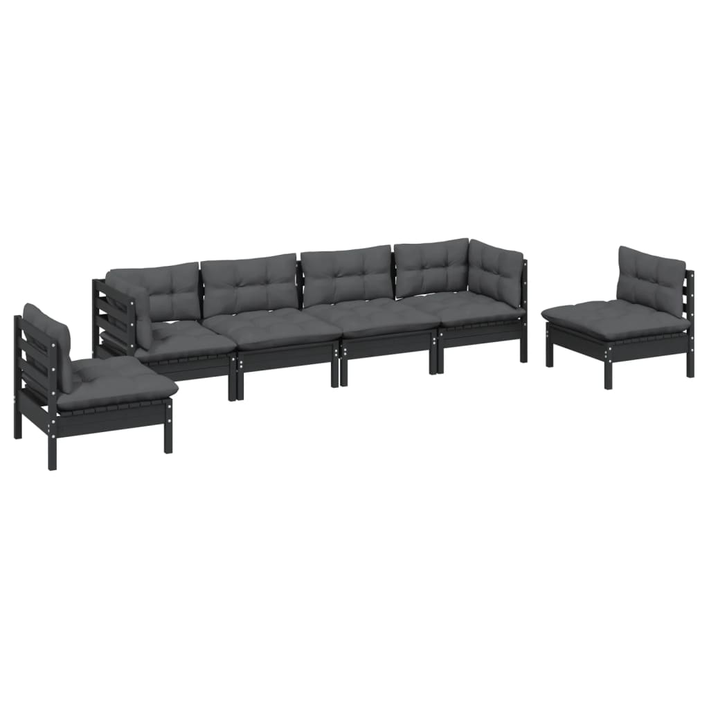vidaXL 6-delige Loungeset met kussens massief grenenhout afbeelding