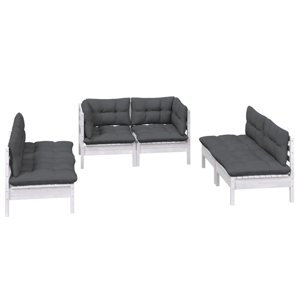 

vidaXL 6-delige Loungeset met kussens massief grenenhout