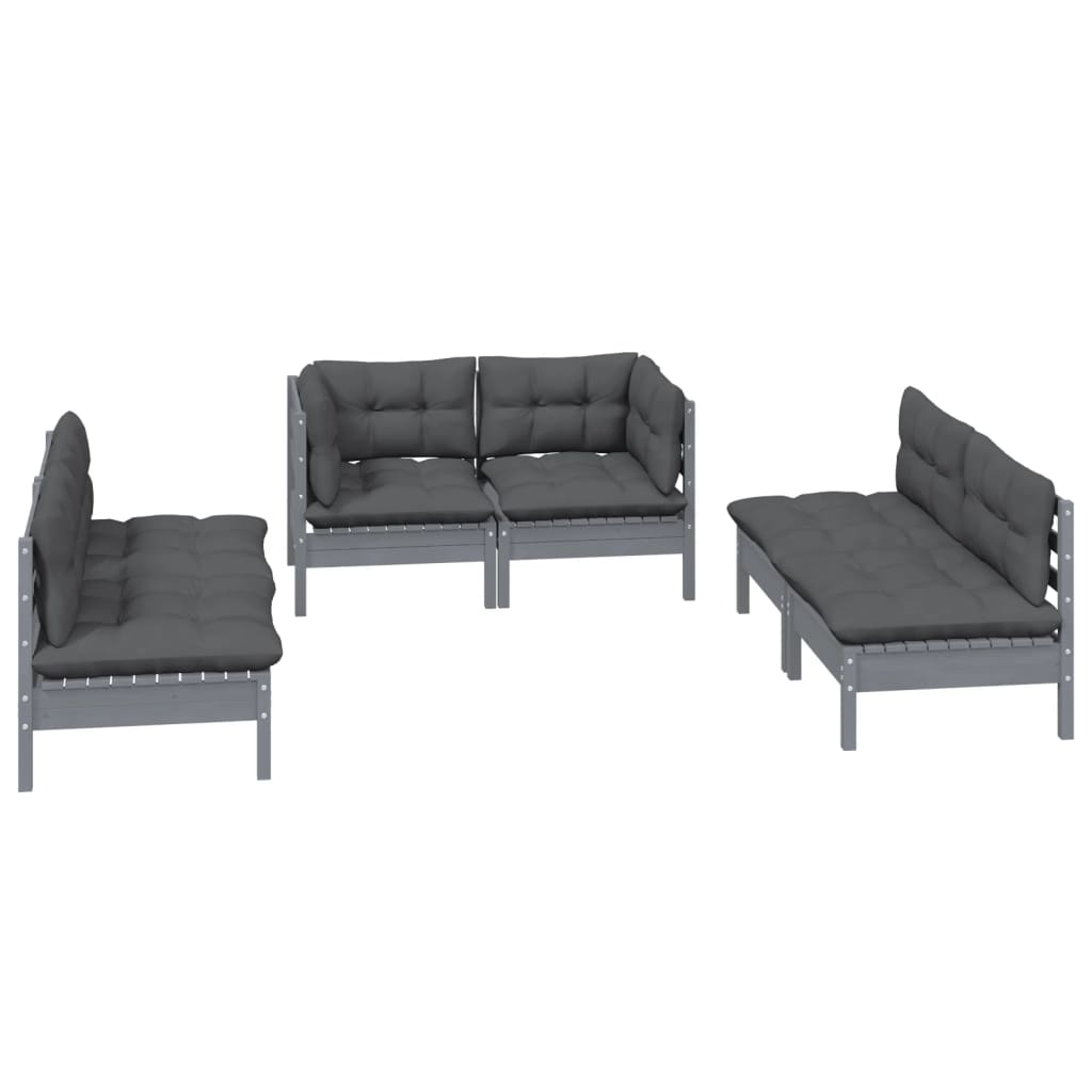 vidaXL 6-delige Loungeset met kussens massief grenenhout afbeelding
