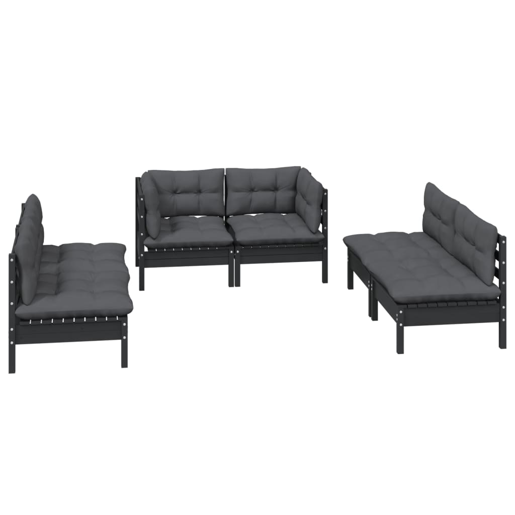

vidaXL 6-delige Loungeset met kussens massief grenenhout