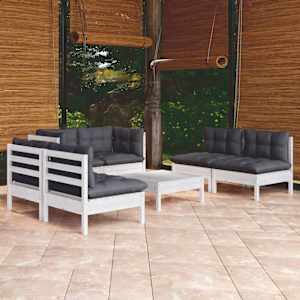 Vrtna sedežna garnitura 7-delna z blazinami trdna borovina