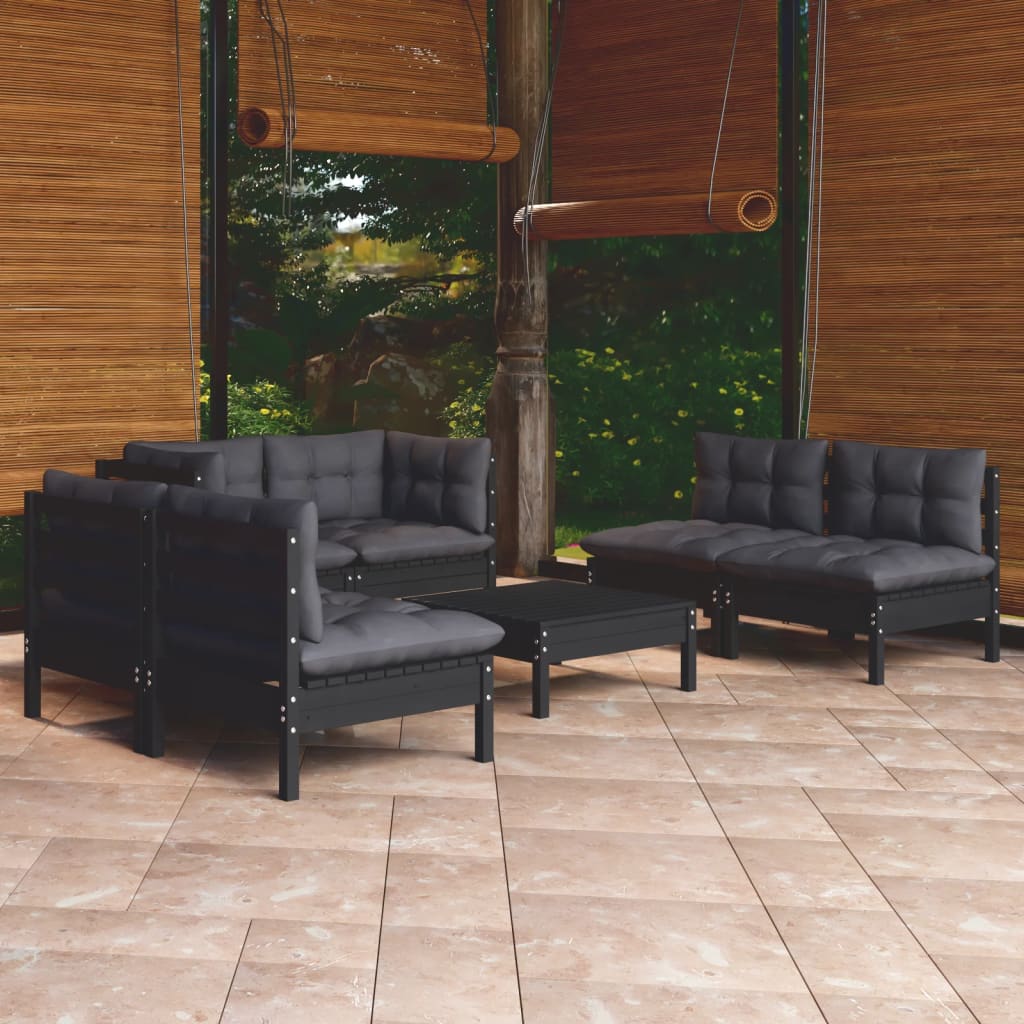 vidaXL 7-tlg. Garten-Lounge-Set mit Kissen Kiefer Massivholz