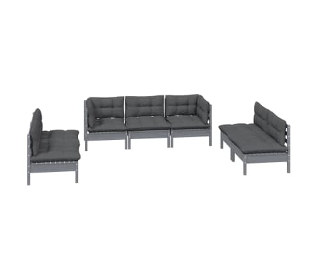 vidaXL 7-daļīgs dārza atpūtas mēbeļu komplekts ar matračiem, priede